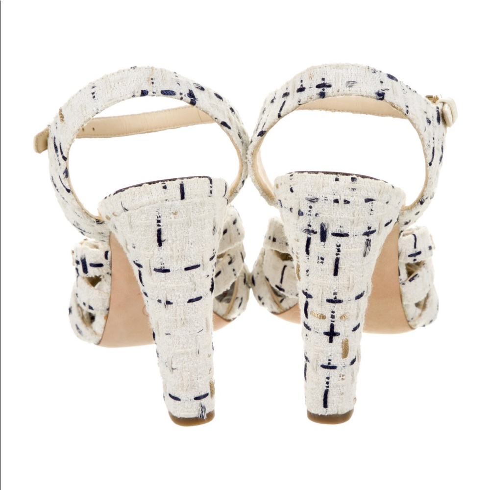 COPY - Chanel cc logos tweed gold chain strappy sandals size 38.5 - Picture 14 of 14